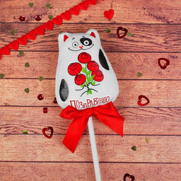 Цена за 2 шт. Мягкая игрушка на палочке «Поздравляю», кот, 42 см