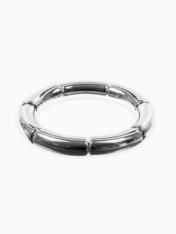 Браслет пластик на резинке "Стиль" гладкий, цвет серебро