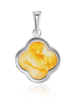 Кулон Монако в форме четырёхлистника с лимонным янтарём