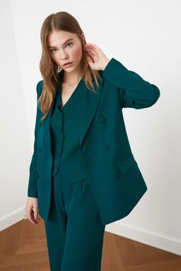 Yesil Regular Astarl? Dokuma Blazer Ceket TWOSS21CE0137