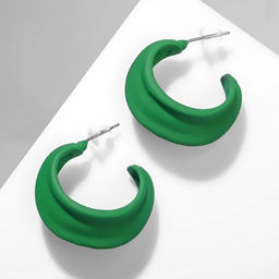 Серьги металл Яркость полукольца, цвет зелёный