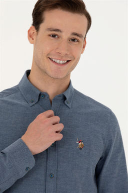 Мужская базовая рубашка цвета индиго с длинным рукавом Неожиданная скидка в корзине - U.s. polo assn фото 2