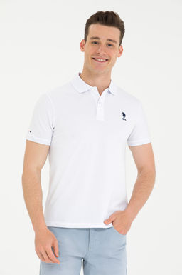 Футболка-поло U.S. Polo Assn базовая белая хлопок с эластаном  фото 17