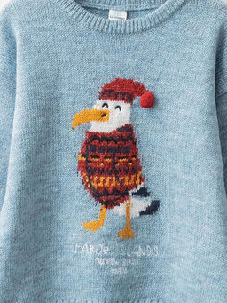 Bisiklet Yaka Uzun Kollu Desenli Erkek Bebek Triko Kazak - Waikiki фото 3