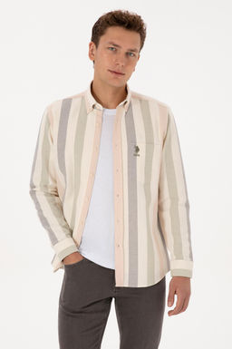 Erkek Krem Uzun Kollu _izgili G_mlek