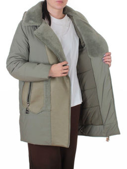 8088 GREEN Куртка зимняя женская (верблюжья шерсть, 120 гр. холлофайбер)
