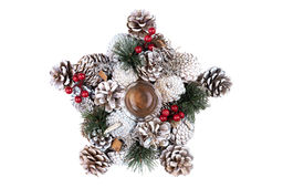 Новогоднее украшение подсвечник 28*28*7 см Зимняя вишня на 1 свечу, звезда - Elan gallery фото 5