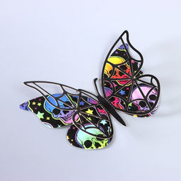 Наклейка бумага, пластик Бабочки на Хэллоуин, чёрные, набор 12 шт.