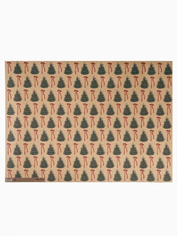 Цена за 10 шт. Бумага упаковочная бурый крафт «Ёлки и банты», 50×70 см
