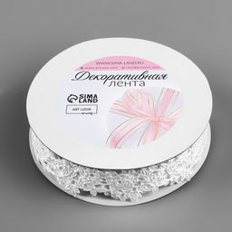 Лента фигурная Розы, 25 мм, 9 0,5 м, цвет белый - Арт узор фото 2