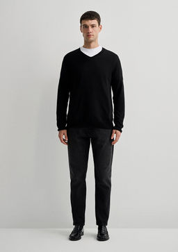 V Yaka Siyah Kazak - Mavi фото 4