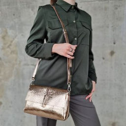 Женская кожаная сумка трапеция через плечо 0078-20 - Cidirro фото 4