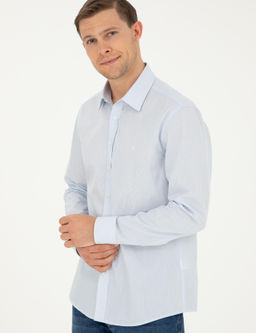 Синяя зауженная рубашка с длинным рукавом - Cacharel фото 3