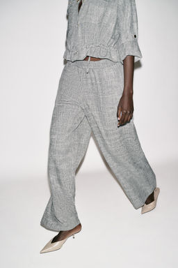 FLECKED WIDE-LEG TROUSERS