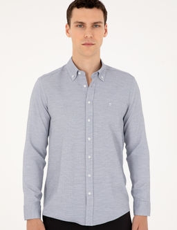 Lacivert Slim Fit Uzun Kollu G_mlek