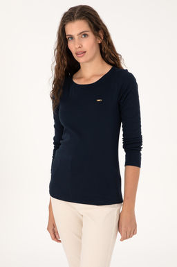 Kad_n Lacivert Basic Sweatshirt Sepette S_rpriz _ndirim - U.s. polo assn фото 3