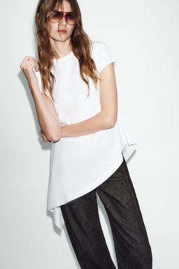 ASYMMETRIC SHORT SLEEVE T-SHIRT - Zara фото 11