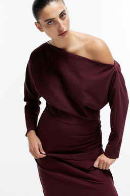 Vestido drapeado de un hombro - H&m фото 2