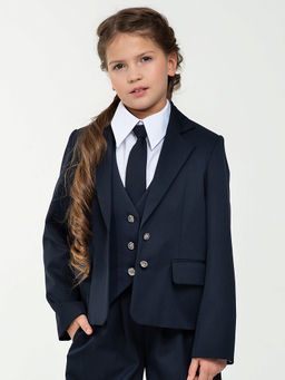 Синий школьный пиджак для девочек Mooriposh, модель 0717