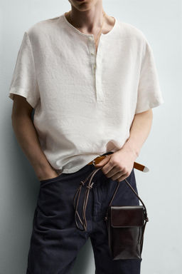 CAMISA CUELLO PANADERO MANGA CORTA 100% C??AMO / Blanco - Zara фото 6