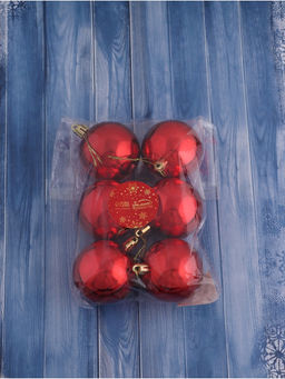 Цена за 2 шт. Ёлочные игрушки Глянец, шары новогодние, d=6 см, набор 6 шт., красный - Зимнее волшебство фото 2