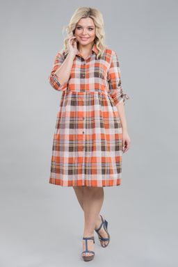 Платье 1175 рыжая клетка - Novita фото 2