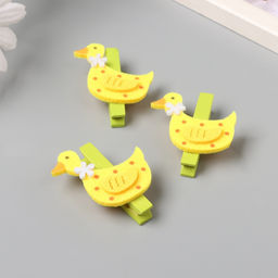 Декор для творчества дерево, фетр «Прищепка. Уточка с цветочком», набор 3 шт., 1.8×4×4.9 см