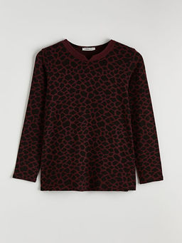 Ka??k Yaka Leopar Desenli Kad?n Ti??rt