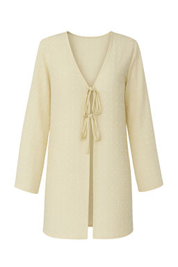 Bej Midi Dokuma Baglama Detayl? Plaj Kimono&Kaftan TBESS25KM00031 - Trendyolmilla фото 6