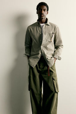 CAMISA REGULAR FIT ALGOD?N / Khaki - Zara фото 6