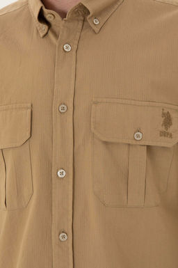 Мужская рубашка цвета хаки с длинным рукавом - U.s. polo assn фото 14