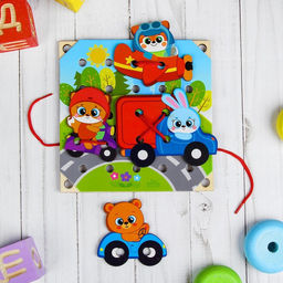 Деревянная игрушка-шнуровка Транспорт - Лесная мастерская фото 2