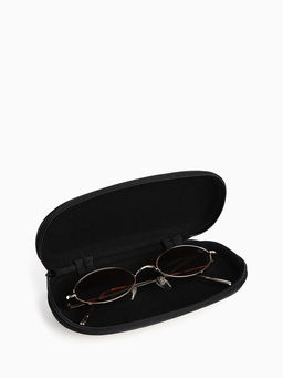 Футляр для очков на молнии, длина 17 см, с принтом «Полосы», тёмно-коричневый