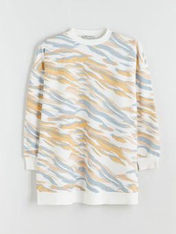 Bisiklet Yaka Desenli Kad?n Sweatshirt Tunik