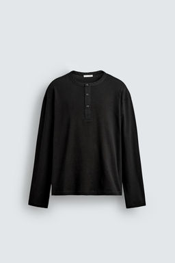 RIBBED HENLEY T-SHIRT - Zara фото 13
