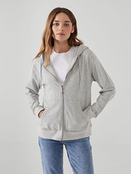 Kap??onlu Kad?n Fermuarl? Sweatshirt