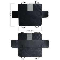 Автогамак для перевозки животных "Место Бро", цвет черный, влагозащ. ткань, ремень для крепл. к ошейнику, 133*140см