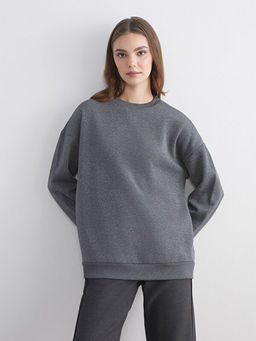 Bisiklet Yaka Oversize Kad?n Sweatshirt Tunik