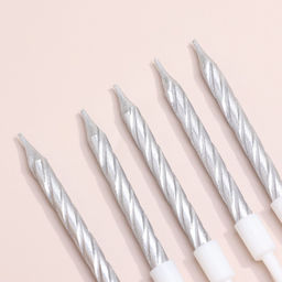 Набор свечи в торт Спираль, 200шт, 5 см, серебряный металлик - Страна карнавалия фото 6