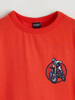 Bisiklet Yaka Bask?l? Erkek ?ocuk Ti??rt