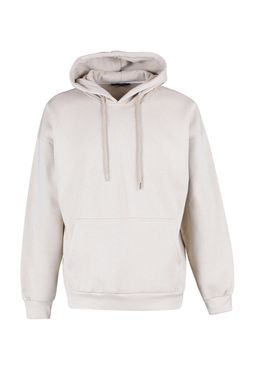 Bej Oversize/Genis Kesim Kapusonlu Ici Polar/S?cak Tutan Cicek Bask?l? Sweatshirt TMNAW22SW1651