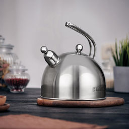Чайник из нержавеющей стали 2,5л Iness s0,6мм, дно д17см, s4мм, со свистком, стеклянная крышка, полировка внешняя - матовая, внутренняя - зеркальная, капсулированное дно с алюминиевой вставкой, изготовлен методом завальцовки, TalleR (Китай) Подхо - Домашняя мода фото 3