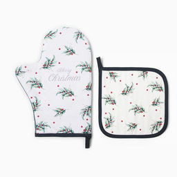 Набор кухонный Этель Snow fun, варежка 20?28 см, прихватка 19?19 см,100% хлопок
