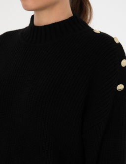 Siyah Comfort Fit Yar_m Bal_k__ Kazak