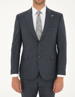 Lacivert Slim Fit Tak_m Elbise
