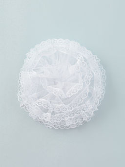 Цена за 6 шт. Бант для волос на резинке «Школьница», волна кружева, d=16 см, белый