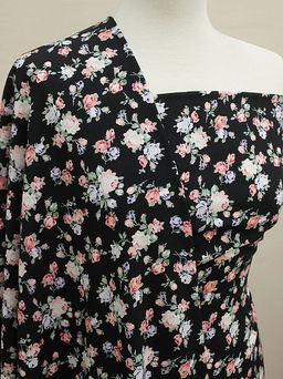 Штапель Премиум Винтажные букетики из роз на черном, 1.45м, вискоза-100%, 110гр/м.кв - Купава фото 14