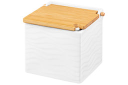 Банка для сыпучих продуктов 800 мл 11,5*11*11,5 см Айсберг волны + ложка + откидная бамбук.крышка