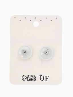 Цена за 2 шт. Серьги со стразами "Квадрат" 15*15мм, цвет белый в серебре