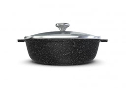 Жаровня 4л со стекл.крышкой Каменная Черный гранит арт.186540, НЕВА